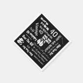 おもしろい諺40thバースデーブラック スタンダードカクテルナプキン (角)