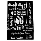 おもしろい諺40thバースデーブラック ミディアムペーパーバッグ (裏面)