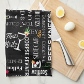 おもしろい諺lレトロカクテル名パターン キッチンタオル (四つ折り)