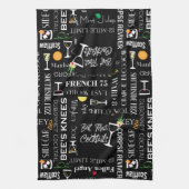 おもしろい諺lレトロカクテル名パターン キッチンタオル (縦)