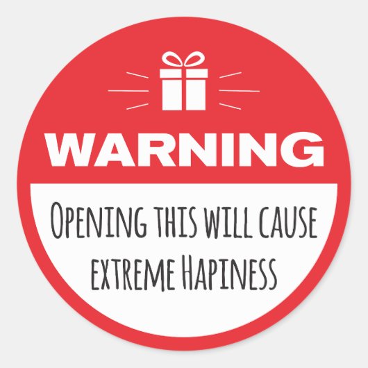 おもしろい警告の幸せ ラウンドシール (正面)