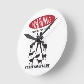 おもしろい警告農場巡査熱狂するGoat LaDy ラウンド壁時計 (傾斜)