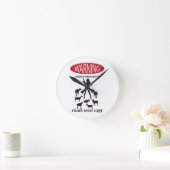 おもしろい警告農場巡査熱狂するGoat LaDy ラウンド壁時計 (ホーム)