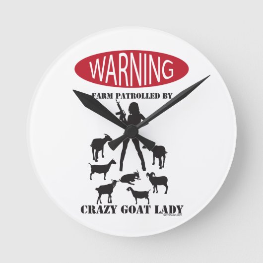 おもしろい警告農場巡査熱狂するGoat LaDy ラウンド壁時計 (正面)