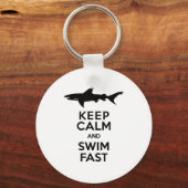 おもしろい警告Shark's保 - Calm and Swim Fast キーホルダー (正面)