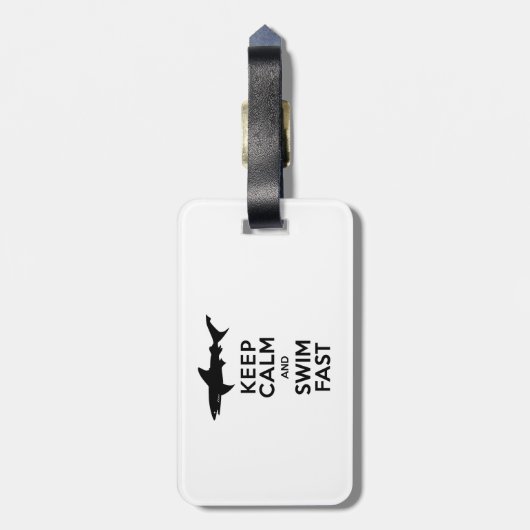 おもしろい警告Shark's保 - Calm and Swim Fast ラゲッジタグ (裏面縦)