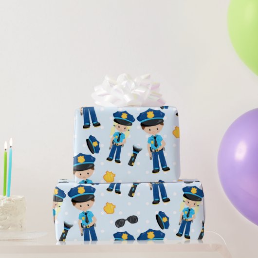 おもしろい警官パターンパーティー包装紙 ラッピングペーパー (パーティーギフト)
