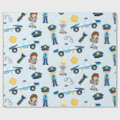 おもしろい警察パターンパーティー包装紙 ラッピングペーパー (フラット)