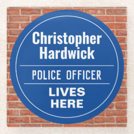 おもしろい警察官ウォールプラークスタイルガラスコースター ガラスコースター