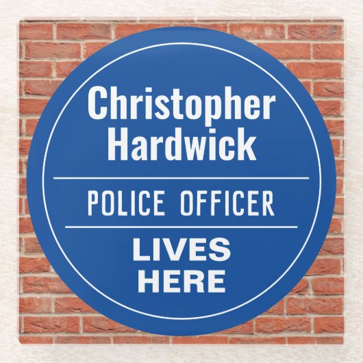 おもしろい警察官ウォールプラークスタイルガラスコースター ガラスコースター (正面)