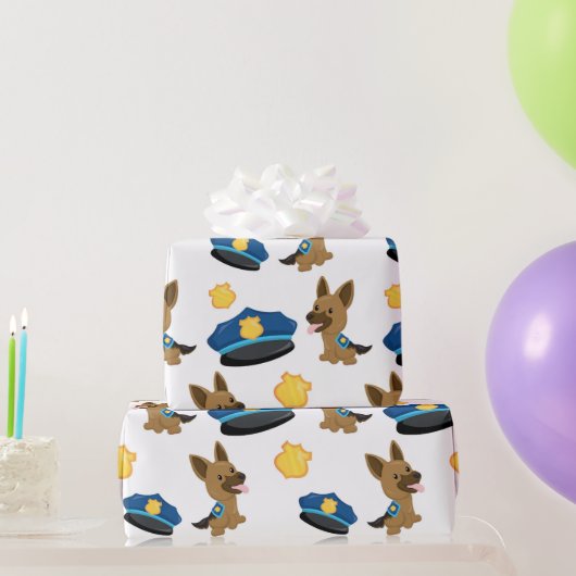 おもしろい警察犬パターンパーティー包装紙 ラッピングペーパー (パーティーギフト)