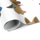 おもしろい警察犬パターンパーティー包装紙 ラッピングペーパー (ロールコーナー)