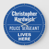 おもしろい警察軍曹ウォールプラークスタイル大時計 ラージ壁時計 (正面)