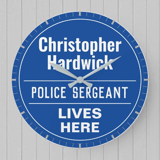 おもしろい警察軍曹ウォールプラークスタイル大時計 ラージ壁時計