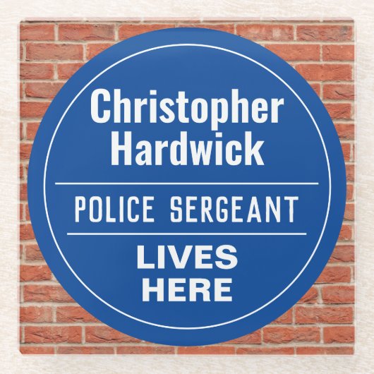 おもしろい警察軍曹壁プラークスタイル ガラスコースター (正面)