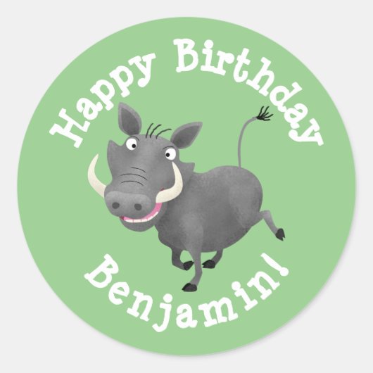 おもしろい豚のパーソナライズされた誕生日 ラウンドシール (正面)