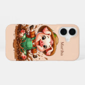 おもしろい豚の恋人があなたの名前を追加 iPhone 16ケース (裏面横)