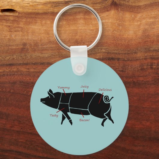 おもしろい豚の肉切りグラフ キーホルダー (正面)