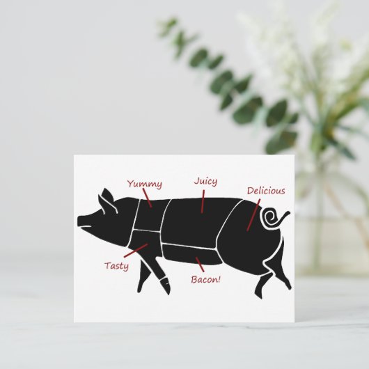 おもしろい豚の肉切りグラフ ポストカード (スタンド正面)