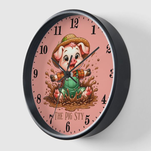 おもしろい豚の追加文字 壁時計 (傾斜)