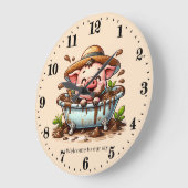おもしろい豚スティ追加文字バスルーム ラージ壁時計 (傾斜)