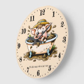 おもしろい豚スティ追加文字バスルーム ラージ壁時計 (傾斜)