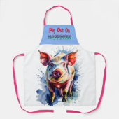 おもしろい豚 ハピネスマグカップ エプロン (正面)