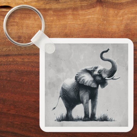 おもしろい象ビッグ第一印象引用文動物アート キーホルダー (正面)