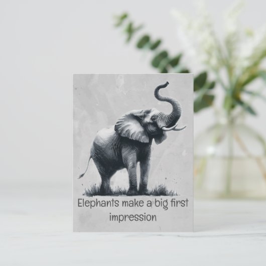 おもしろい象ビッグ第一印象引用文動物アート ポストカード (スタンド正面)