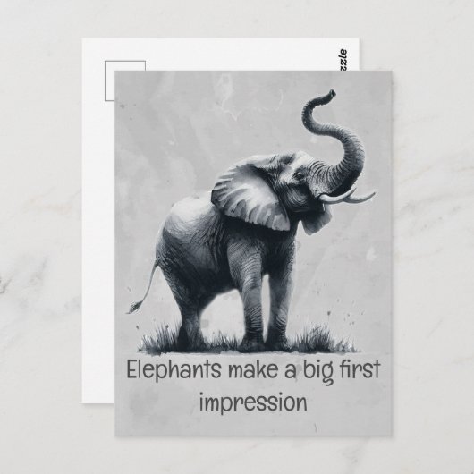 おもしろい象ビッグ第一印象引用文動物アート ポストカード (正面/裏面)