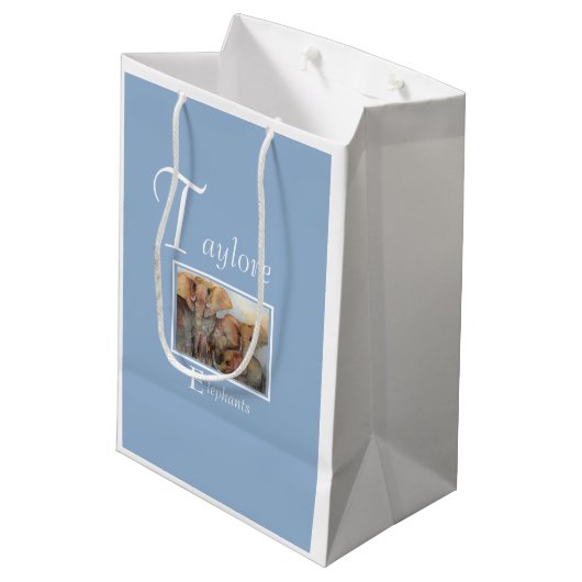 おもしろい象ファミリー ミディアムペーパーバッグ (裏面アングル)