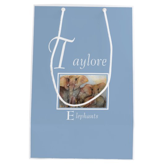 おもしろい象ファミリー ミディアムペーパーバッグ (裏面)