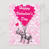 おもしろい象愛ハートのバレンタイン シーズンポストカード (正面)