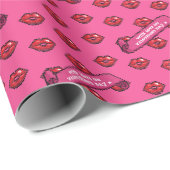 おもしろい赤い唇と愛のバレンタインのパターン ラッピングペーパー (ロールコーナー)