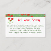 おもしろい赤い花のデザイナー名刺 割引カード (裏面)