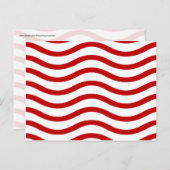 おもしろい赤と白の波線のストライプパターンの贈り物 ポストカード (正面/裏面)