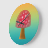 おもしろい赤と白マッシュルーム ラージ壁時計 (傾斜)
