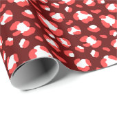 おもしろい赤と白Christmas Leopard Print ラッピングペーパー (ロールコーナー)