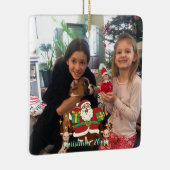 おもしろい赤と緑あなたの写真を追加SANTA セラミックオーナメント (右)