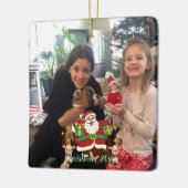 おもしろい赤と緑あなたの写真を追加SANTA セラミックオーナメント (左)