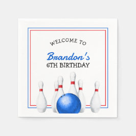 おもしろい赤と青のボーリング子供の誕生日 スタンダードカクテルナプキン