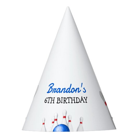おもしろい赤と青のボーリング子供の誕生日 パーティーハット (正面)
