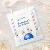 おもしろい赤と青のボーリング子供の誕生日 フェイバーバッグ (クリップ留めされた状態)