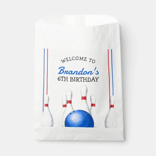 おもしろい赤と青のボーリング子供の誕生日 フェイバーバッグ (正面)