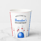 おもしろい赤と青のボーリング子供の誕生日 紙コップ (裏面)
