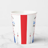 おもしろい赤と青のボーリング子供の誕生日 紙コップ (左)