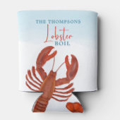 おもしろい赤モダンロブスターボイルシーフードタイポグラフィ 缶クーラー (裏面)
