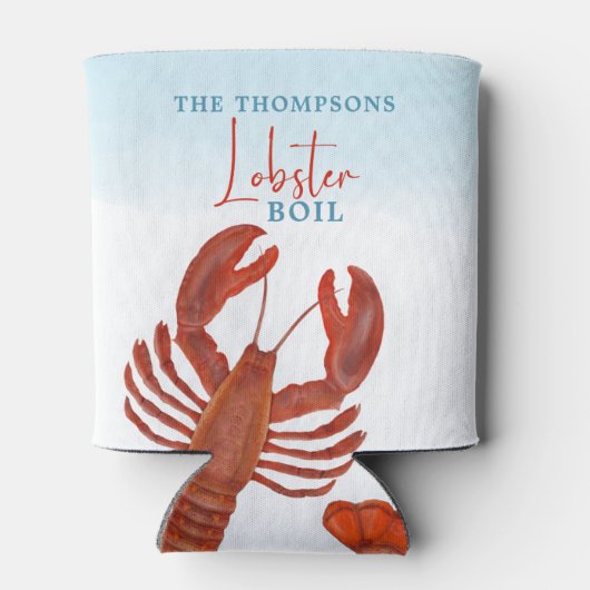 おもしろい赤モダンロブスターボイルシーフードタイポグラフィ 缶クーラー (裏面)