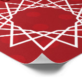 おもしろい赤白幾何学模様スパイログラフデザイン ポスター (角)