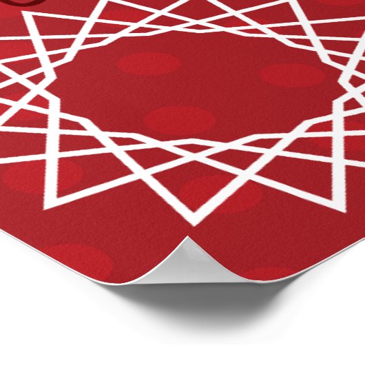 おもしろい赤白幾何学模様スパイログラフデザイン ポスター (角)